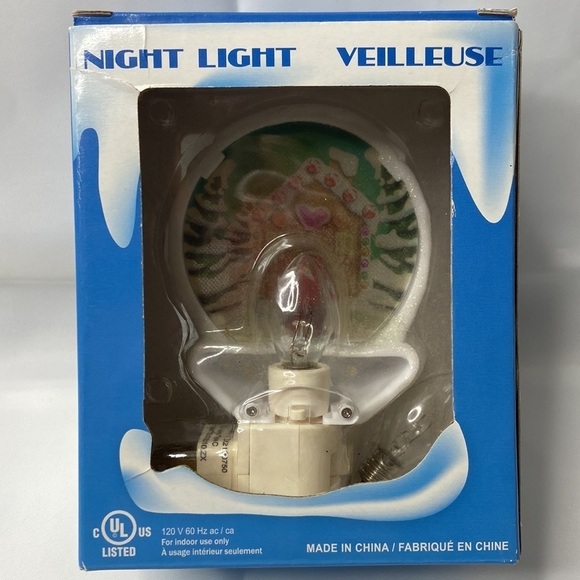Christmas Holiday Night Light Veilleuse Gingerbread Man With Candy Cane Vintage - Picture 5 of 10